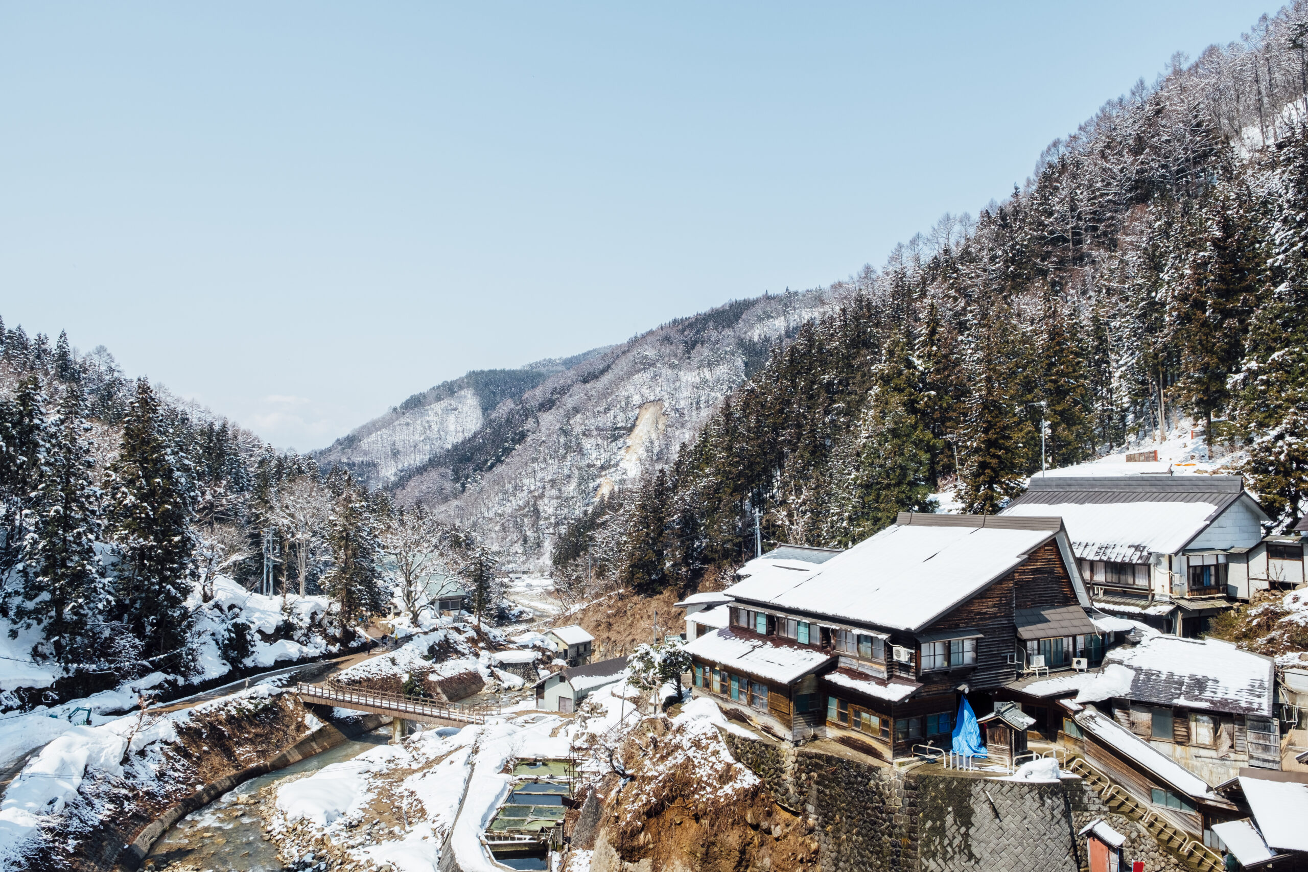 japan village among snow and mountain